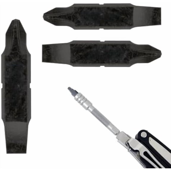 [3 Pack] Replacement Two-Sided Screwdriver Bit For Leatherman Multi-Tool - #1-#2 Phillips Head   3/16 Flat Head - Add Or Replace Your Multitool Screwdriver - Exact Fit For Most Leatherman Multi Tools