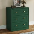 thumbnail image 4 of May in Color 3 Drawer Nightstand, Large Bedside Table with Golden Round Knobs, Modern Wood End Table for Bedroom, Living Room, Hallway, Closet, Green, 4 of 9