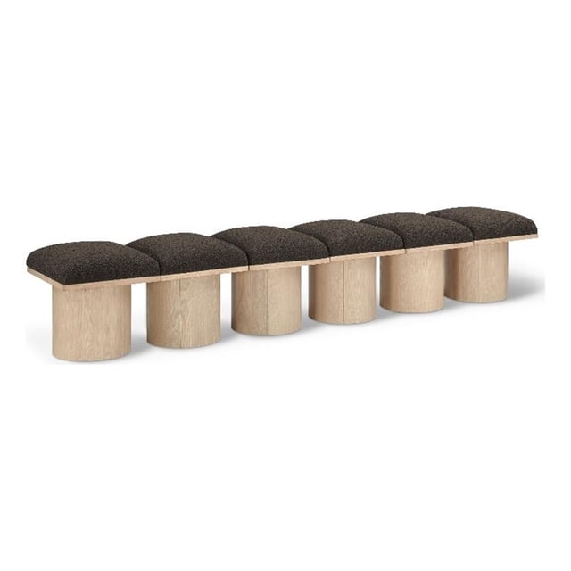 Meridian Furniture Pavilion Brown Boucle Fabric Bench