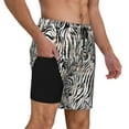 thumbnail image 2 of Naloa Leopard And Zebra Print Men Swim Trunks with Compression Liner ,Board Shorts,Men's Swim Shorts with Drawstring and Elastic Waistband-3X-Large, 2 of 6