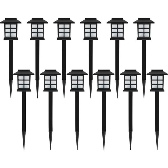 Solar Pathway Lights 12-Pack, Outdoor Solar Lawn Lights, Patio Garden Decorative Lights, Waterproof Landscape Lighting, Driveway/Pedestrian Street Lights, Cool White Light