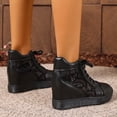 thumbnail image 6 of Women's Shoes Platform Hidden Heels Sneakers for Women Lace Crochet Lace Up Chunky Bottom High Heels Shoes (Black 18.5), 6 of 8