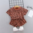 thumbnail image 2 of Girls Outfits Leopard Print Summer T Shirt Shorts Casual Set Baby Clothes For Girls Orange 12-18 Months, 2 of 7