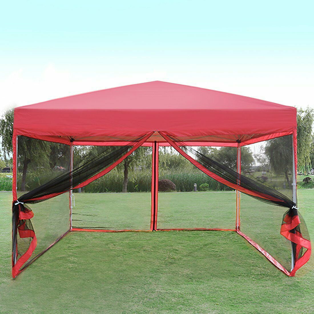 Quictent 8x8 EZ Pop up Canopy Tent with Netting Screen Mesh Walls 