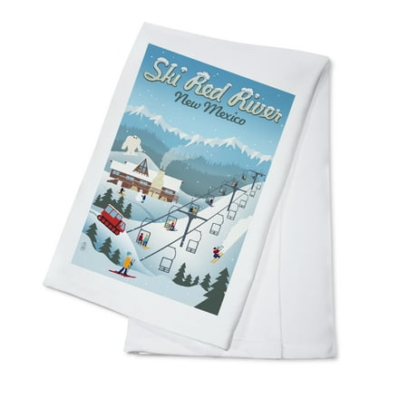 Red River, New Mexico - Retro Ski Resort - Lantern Press Artwork (100% Cotton Kitchen