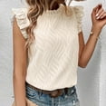 thumbnail image 4 of successthop Tank Tops for Women Summer Embroidered Slim Solid Shirts Ruffle Sleeve Sleeveless Tees Blouse Mock Neck Tshirts Pullovers Clothes, 4 of 7