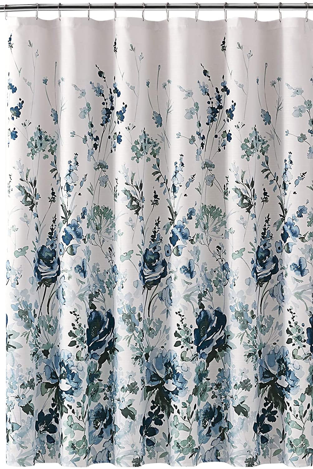 Fabric Shower Curtain: Watercolor Floral Wildflower Trellis Ascent ...