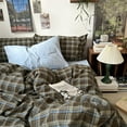 thumbnail image 2 of JOLUSERE Blue Brown Plaid Duvet Cover Queen Set, 3-Piece Vintage Grid Checkered Pattern Soft Comforter Cover, 2 of 10