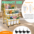 Flower Stand With 12 Buckets Display Wheels Cart Moving Florist Bouquet ...