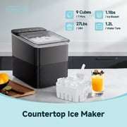 Simzlife Countertop Ice Maker, 9 Bullet Ice in 6 Minutes, 26 lbs/Day, Self-Cleaning, Dual Ice Sizes Includes Ice Scoop & Basket, for Home, Office & Parties
