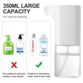 thumbnail image 4 of Dispensador automático de jabón de 350 ml, botellas de rociador de alcohol por inducción infrarroja, resistente al agua IPX3, apto para cocina, baño, familia, hospital, baño, color blanco Ormromra 2034567, 4 of 8