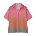 thumbnail image 4 of Favoffer Women's Linen Blouse Turtleneck Short Sleeve Solid Color Button Snap V Neck Daily Office Streetwear Fashion Casual Shirt, 4 of 7