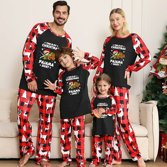 Funny Lazy Sloth Matching Christmas Pajamas Family And Dog With Pockets, Cotton And Poly, Size NB - 6XL