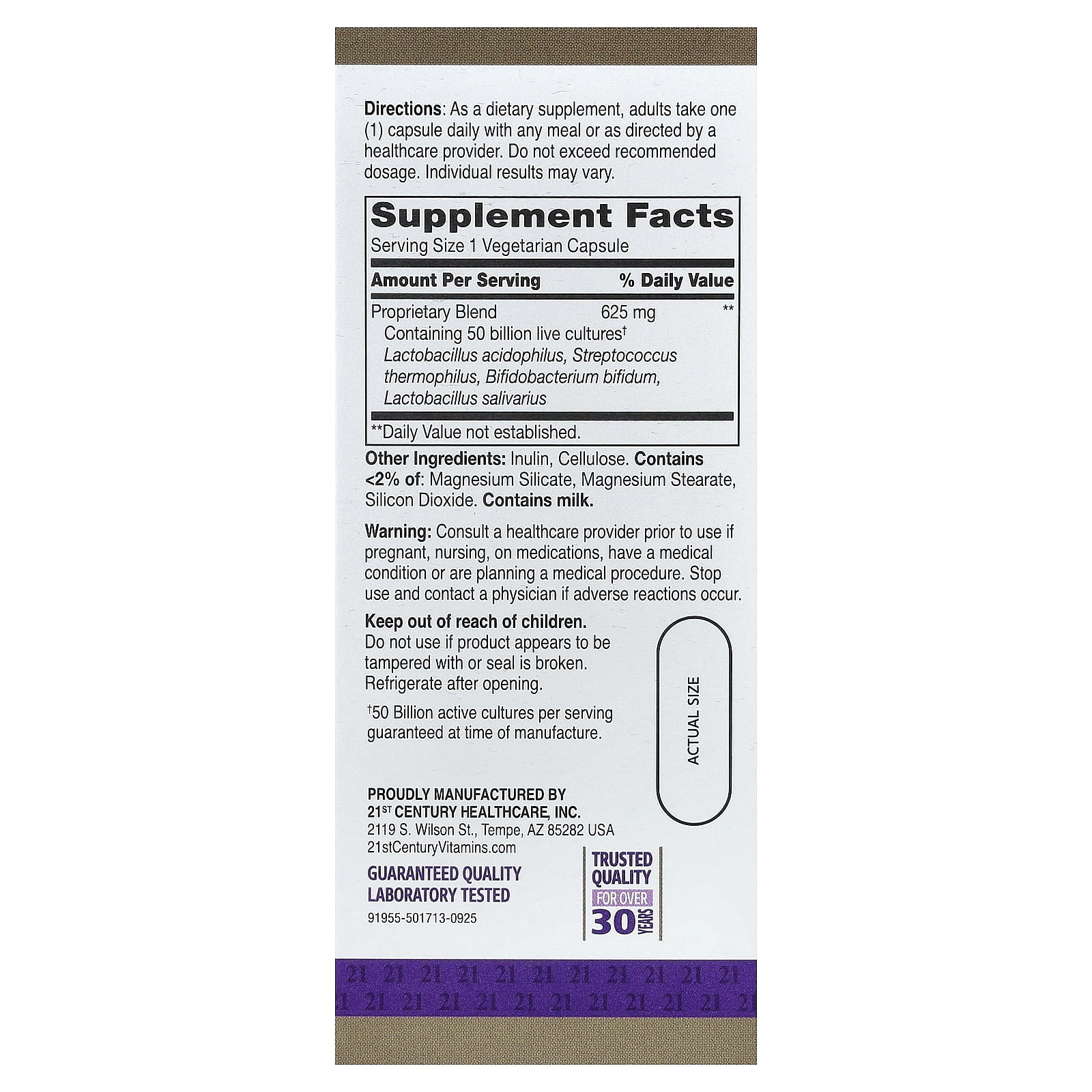 21st Century Ultimate Probiotic, 50 Billion, 30 Vegetarian Capsules