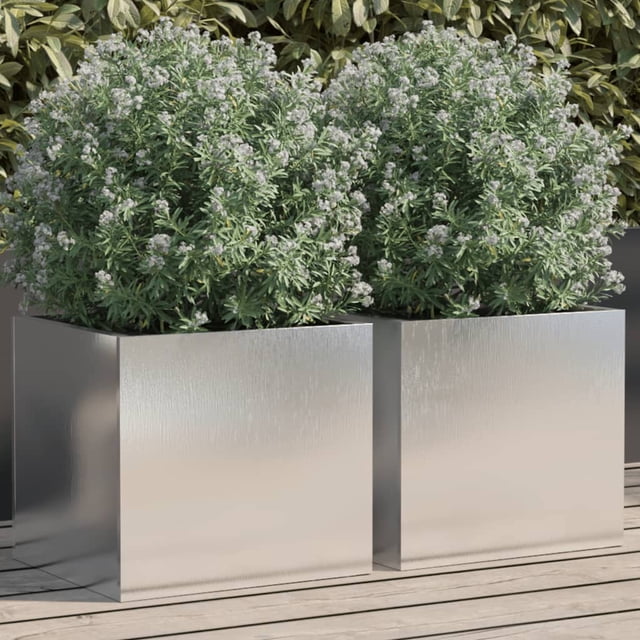 vidaXL Jardinières 2 Pcs Argent 32x30x29 cm Acier Inoxydable