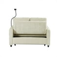 thumbnail image 3 of 53.9" Modern Loveseat Pull-out Sofa Bed with Adjustable Backrest, Two Cup Holders, a Phone Holder, Three Charging Ports and Side Storage Pockets for Living Room (Beige), 3 of 12