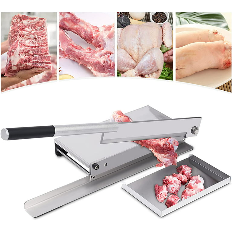 Miumaeov Manual Bone Meat Slicer with 14.17 inch Knife Stainless Steel Bone Cutter Machine Rib Fish Chicken Beef Cutting Machine for Home Cooking and