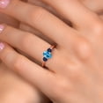 thumbnail image 4 of Gem Stone King 18K Rose Gold Plated Silver Swiss Blue Topaz and Blue Sapphire Engagement Ring for Women | 1.44 Cttw | Oval 7X5MM | Gemstone November Birthstone | Size 8, 4 of 6