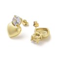 thumbnail image 2 of 5pairs Heart Rack Plating Brass Micro Pave Clear Cubic Zirconia Stud Earrings Cadmium Free & Lead Free Real 18K Gold Plated 17.5x12mm, 2 of 2