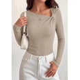 thumbnail image 3 of PRETTYGARDEN Womens Early Fall Fashion Long Sleeve T Shirts Asymmetrical Ribbed Fitted Trendy Going Out Tops Y2K Outfits, 3 of 8