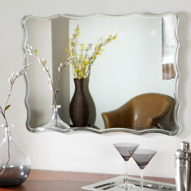 Large 31.5 x 23.6" Rectangular Frameless Ridge Wall Mirror by Décor