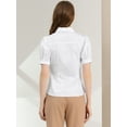thumbnail image 5 of DARING DIVA Women's Puff Sleeve Point Collar Essential Office Shirt L White, 5 of 6