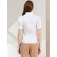 thumbnail image 5 of Camisa abotonada de oficina Allegra K de algodón con cuello de manga abullonada para mujer Blanquecino L, 5 of 6