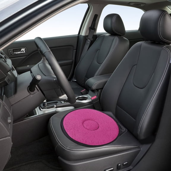 KALLORY 360 Degree Rotating Car Seat Cushion with Breathable Red Fabric for Comfortable and Easy Swivel Ride