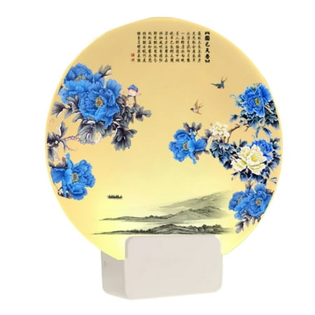 

GoldHub Wall Lamp Glare Free Heat-Resistant Dual Light Sources Exquisite Pattern Stable Base Decorative Acrylic Retro Chinese Style Printing LED Aisle Lamp for Home