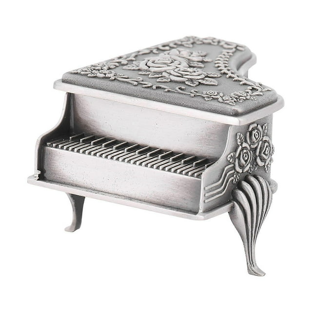 piano shaped rose flower carved zinc alloy jewelry box case jewellery storage