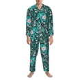 thumbnail image 3 of Fotbe Lephants in the Jungle Pattern Long Sleeve Pajama Set for Men,Sleepwear Set,2-piece Loungewear Set,Soft PJs Comfy Nightwear with Pockets-X-Large, 3 of 7
