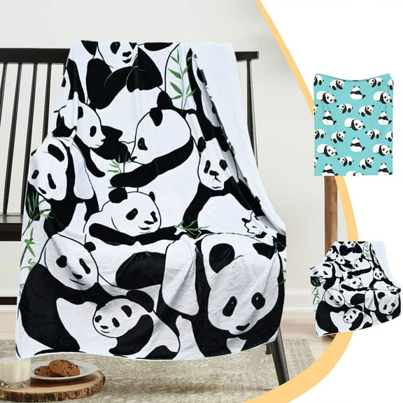 Up to 60% off! Quilts for Queen Bed Clearance Cute Pandas Blanket Flannel Nap Blanket Sofa Bed Cover Blanket Soft Blanket Light And Comfortable Suitable For Sofa Bed And Travel