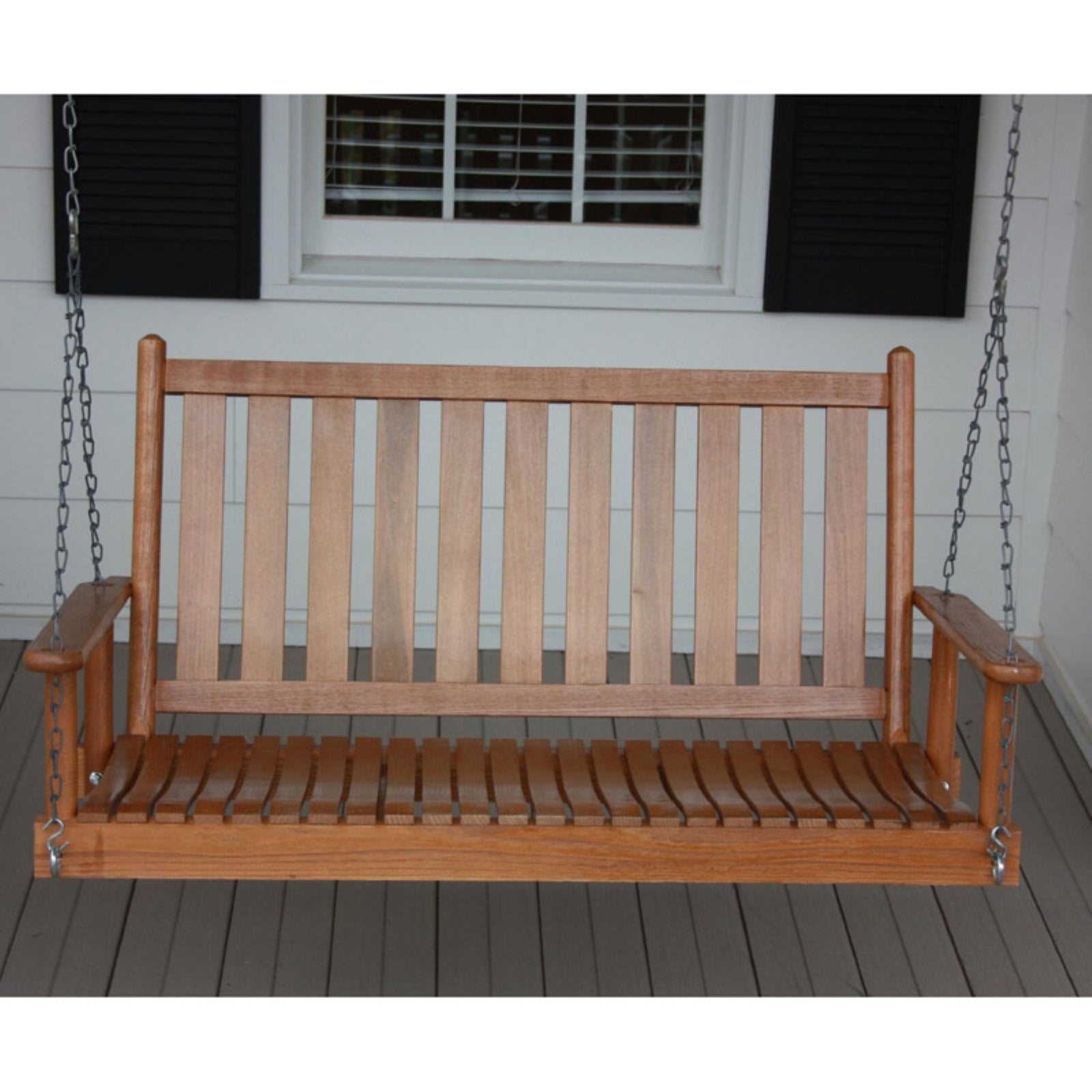 Dixie Seating Asheville 4 ft. Wood Porch Swing with Vertical Slat Back