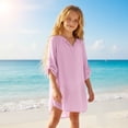 thumbnail image 2 of Teen Swimsuit Cover Up Girls Crew Neck Pink Chiffon Beach Cover Up Girls Swim Dresses Swim Suits for 12-13 Years Old Girls, 2 of 9