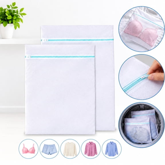 2-Piece Fine Mesh Laundry Bag Set with Zipper for Bedding and Delicates