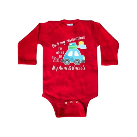 

Inktastic Book my Reservation! I m Going To My Aunt and Uncle s Gift Baby Boy or Baby Girl Long Sleeve Bodysuit