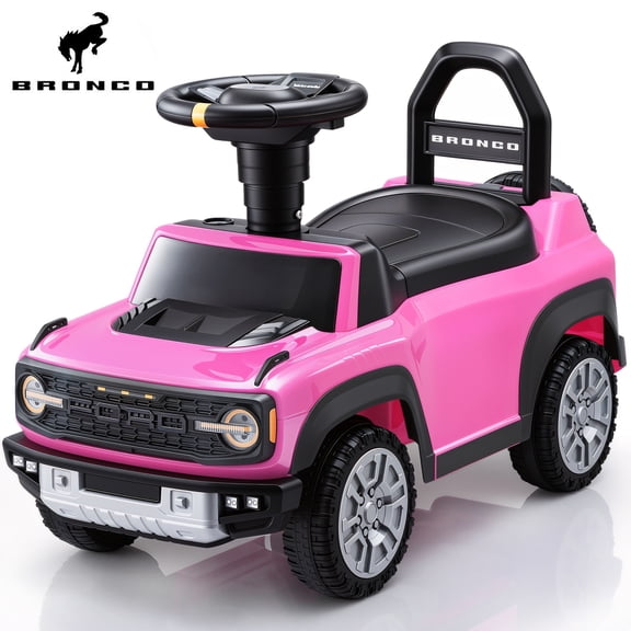iYofe Toddler Push Car, Licensed Ford Bronco Raptor Toddlers Ride on Toys with Music, Under Seat Storage, Ages 18 Months, Pink