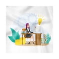 thumbnail image 1 of Girl Boss Decorative Satin Napkins Set of 4, Happy Smiling Woman Sitting at the Desk with Money and Idea Books Cartoon, Square Fabric Party & Dinner Napkin, 18", Multicolor, by Ambesonne, 1 of 2