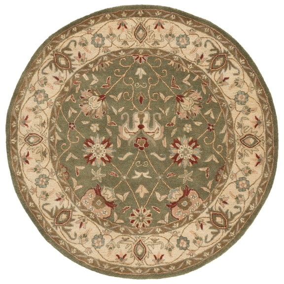 SAFAVIEH Antiquity Lilibeth Oriental Wool Area Rug, Sage, 6' x 6' Round
