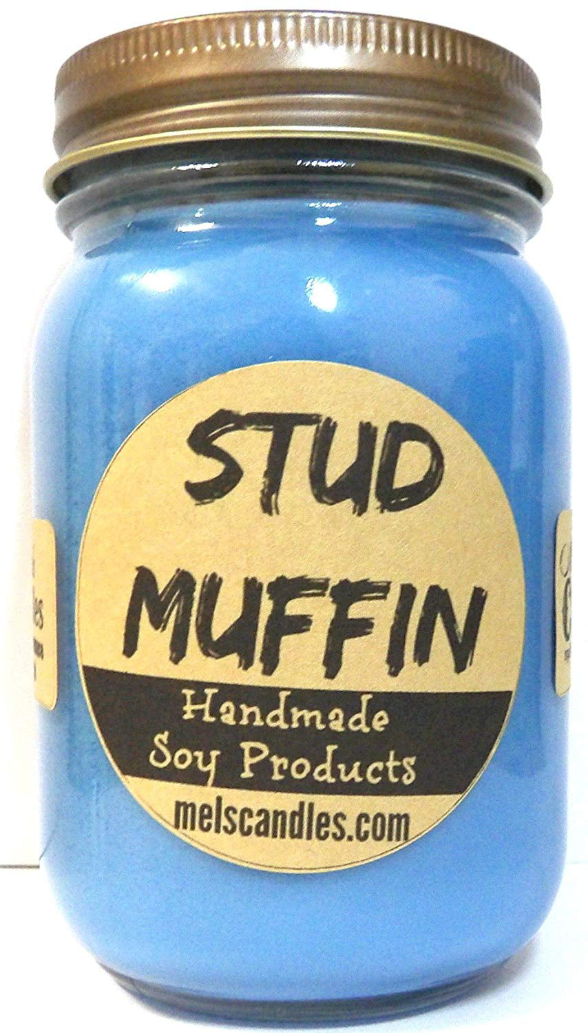 Stud Muffin Novelty 16 Ounce Country Jar 100 Percent Soy Candle Handmade in US 
