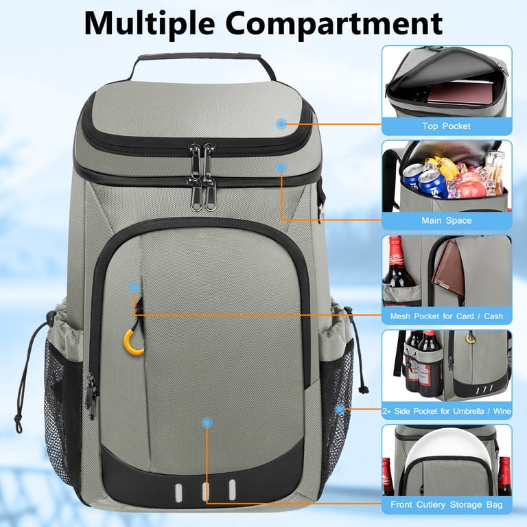 Cshidworld Cooler Backpack, Gray, Insulated, 40 Cans - Walmart.com