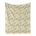 thumbnail image 1 of Abstract Soft Flannel Fleece Throw Blanket, Funky Molecule Like with Circles and Dots Science Lab Theme, Cozy Plush for Indoor and Outdoor Use, 60" x 80", Orange Grey Pale Blue, by Ambesonne, 1 of 6
