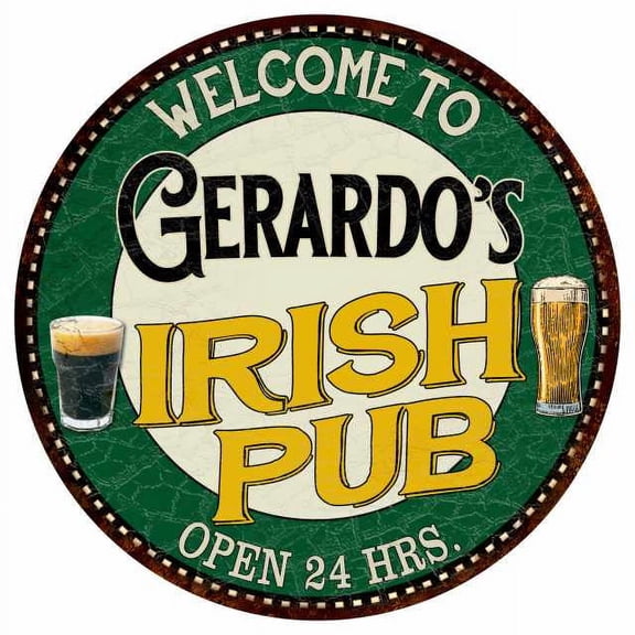 Gerardo's Irish Pub 14" Round Metal Sign Kitchen Bar Wall Decor 100140036406