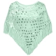 thumbnail image 4 of YTCAMLO Sequin Womens Tassels Poncho Top Dressy Hollow Out Shawl Capes for Party Festival See Through Cover Up Beachwear, 4 of 5