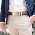 thumbnail image 4 of Sendefn Men's Leather Belt Automatic Ratchet Buckle Slide Belt for Dress Casual Trim to Fit with Gift Box, 4 of 6