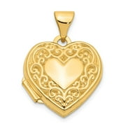 FB Jewels 14K Yellow Gold Scroll Heart Locket