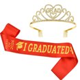 thumbnail image 2 of YAOBAMM Fine Workmanship Tiara Sparkling Graduation Crown Belt Set Letter Print Tiara Adult Party Favors, 2 of 6