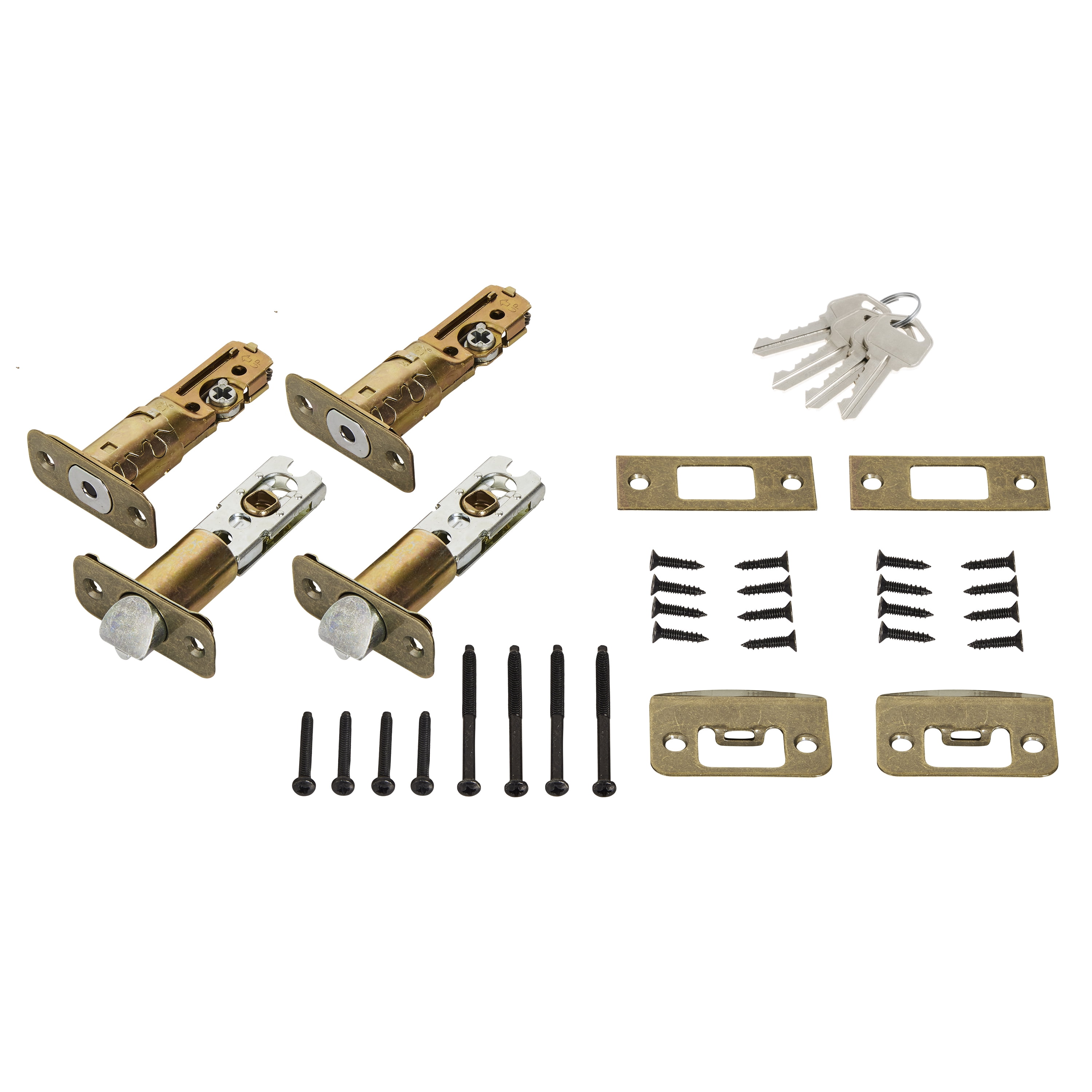 Hyper Tough Keyed Entry Ball Style Doorknob and Deadbolt Combo, Antique Brass Finish, Twin Pack