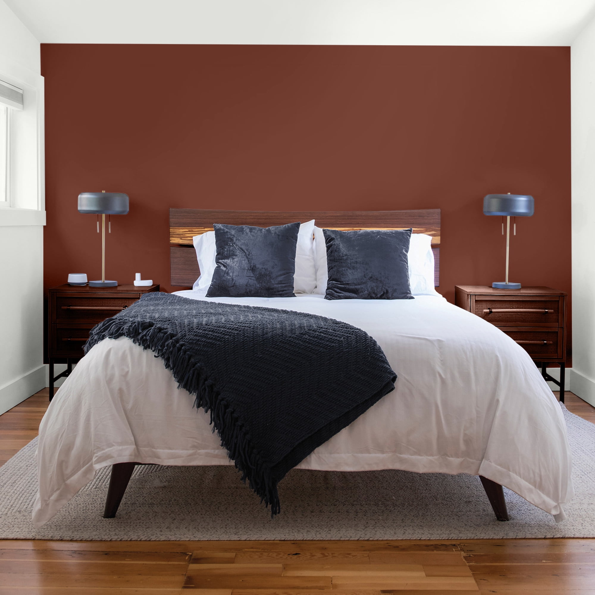 Glidden One Coat Warm Mahogany / Red Flat Interior Paint with Primer, 1 Gallon