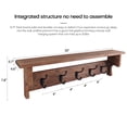 thumbnail image 4 of 26in Wall Mounted Coat Rack with Shelf Rustic Wood Coat Rack with 5 Dual Metal Hooks, 4 of 8